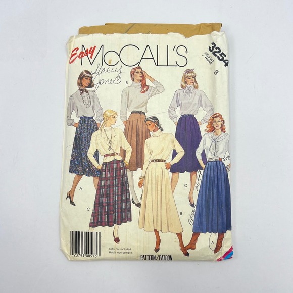 McCall's Other - McCalls 80s Skirt Pattern 3254 Vintage Sz 8 (24" waist) Pleated Flare A-Line